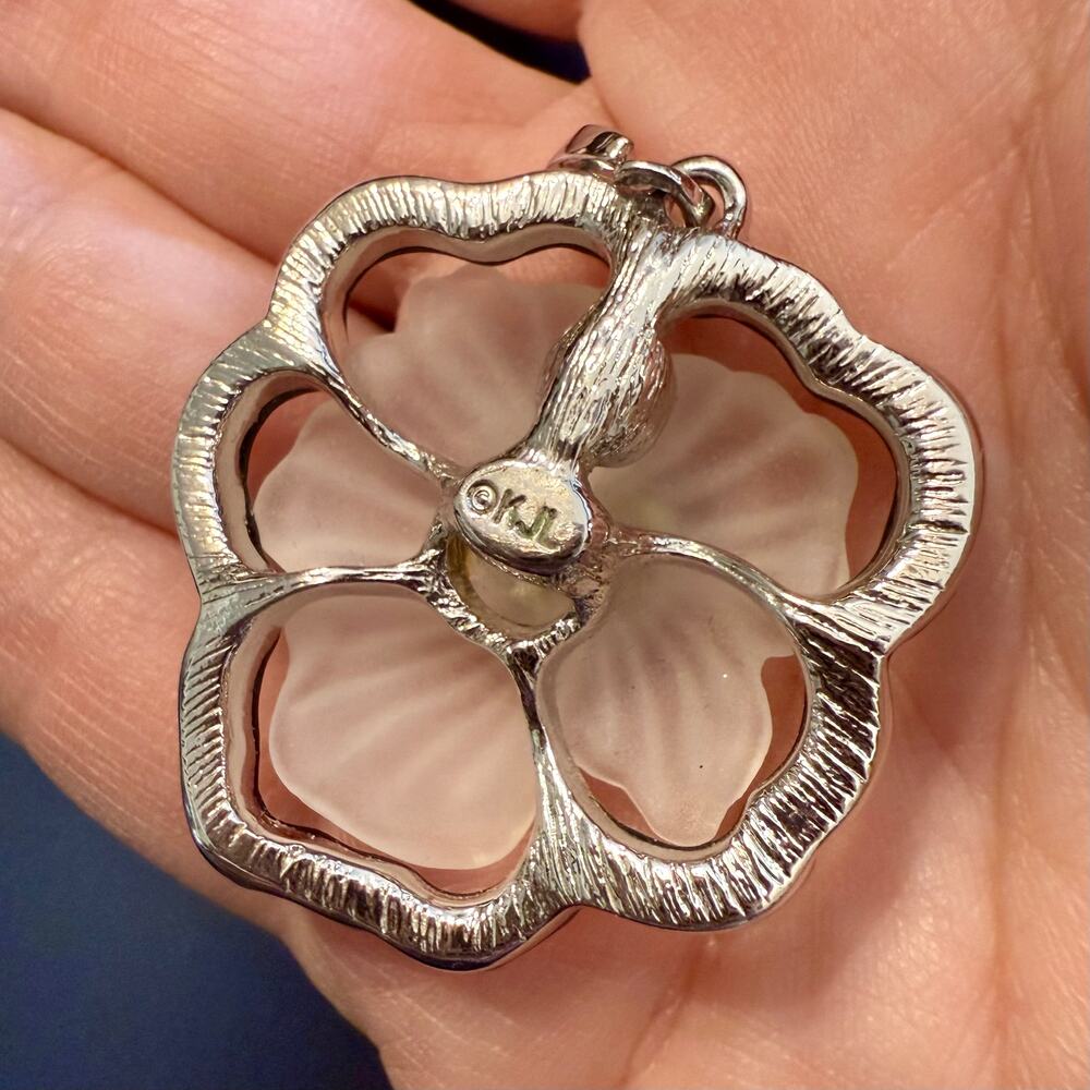 Kenneth Jay Lane Camphor Frosted Flower Rhineston… - image 4